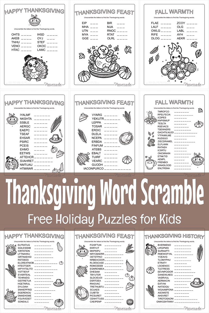 Free Printable Thanksgiving Word Scramble (With Answers!) in Puzzles To Print Thanksgiving Word Scramble Answers
