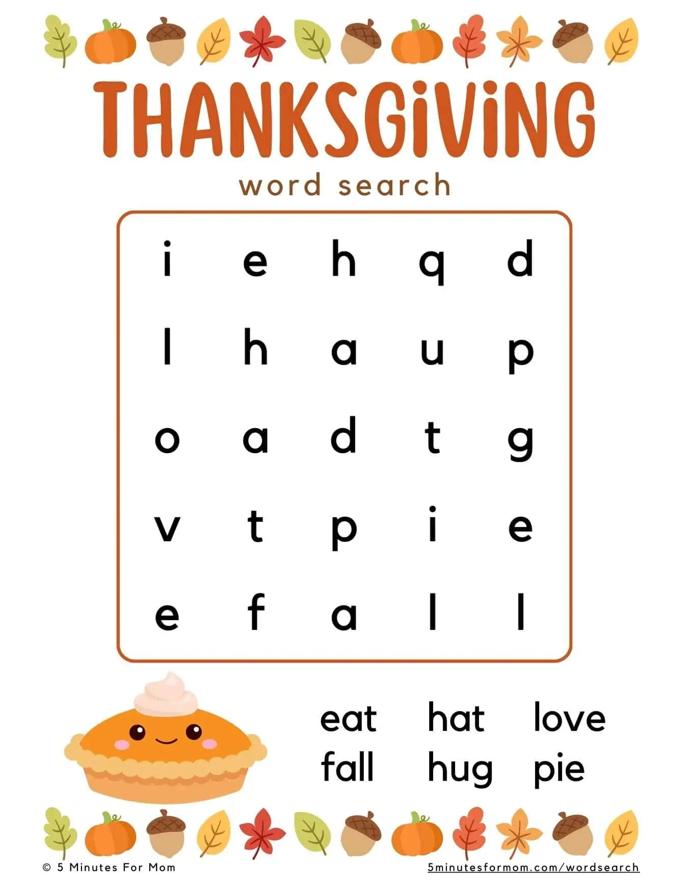 Free Printable Thanksgiving Word Search For Kids in Thanksgiving Word Puzzles Printable