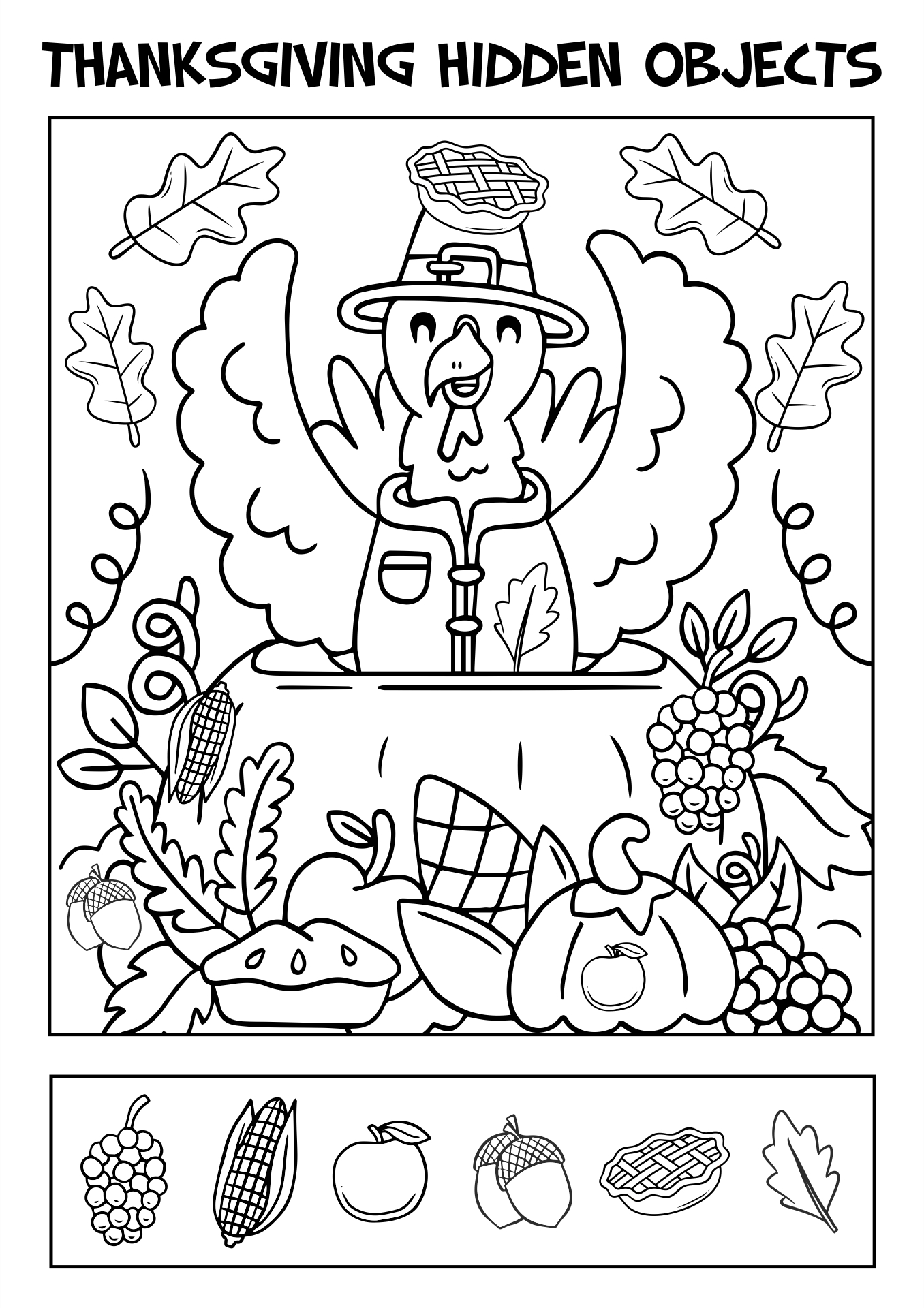 Free Thanksgiving Hidden Picture Worksheet, Download Free inside Highlights Thanksgiving Hidden Picture Puzzles
