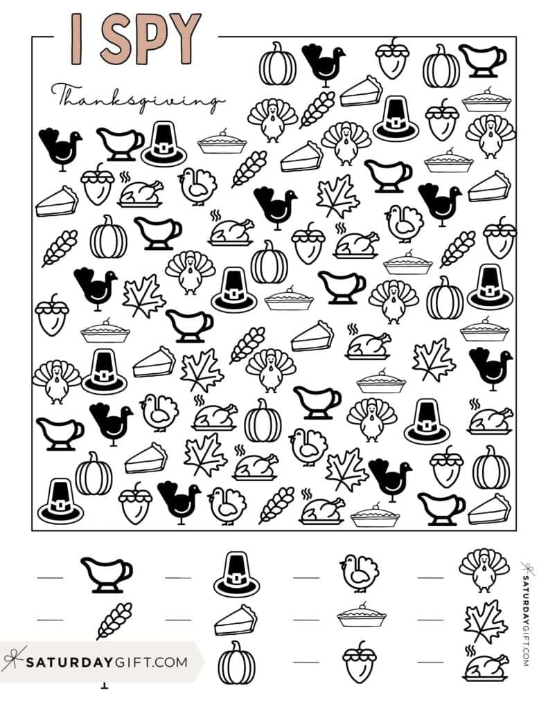Free Thanksgiving I Spy Printable | Saturdaygift pertaining to Thanksgiving Hidden Picture Puzzle
