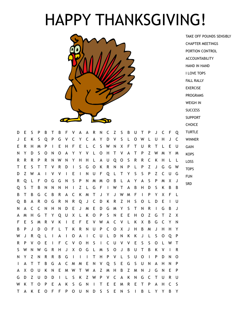 Happy Thanksgiving! Word Search - Wordmint regarding Happy Thanksgiving Puzzle