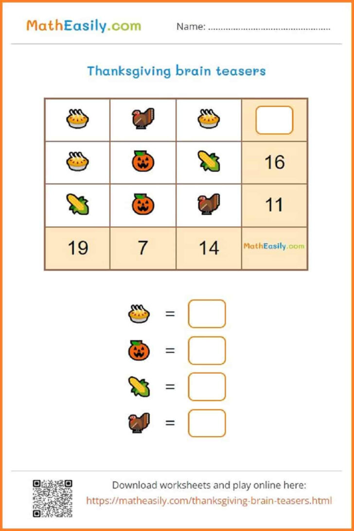 Thanksgiving Brain Puzzles Thanksgiving Brain Puzzles