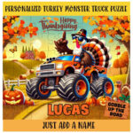 Personalized Thanksgiving Turkey Monster Truck Puzzle: Happy Intended For Happy Thanksgiving Puzzle