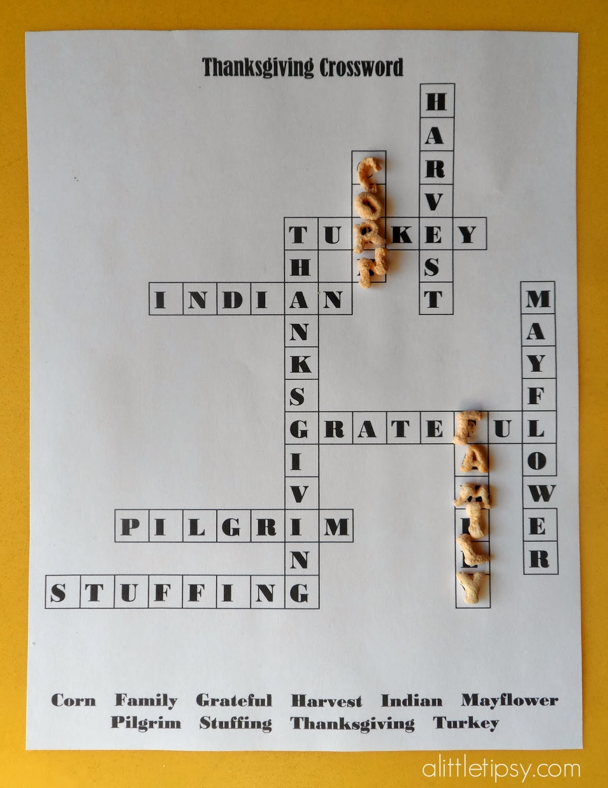 Printable Thanksgiving Crossword For Kids - A Little Tipsy for Thanksgiving Crossword Puzzle With Answer Key