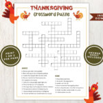 Printable Thanksgiving Crossword Puzzle For Kids And Adults Regarding Crossword Puzzle For Thanksgiving