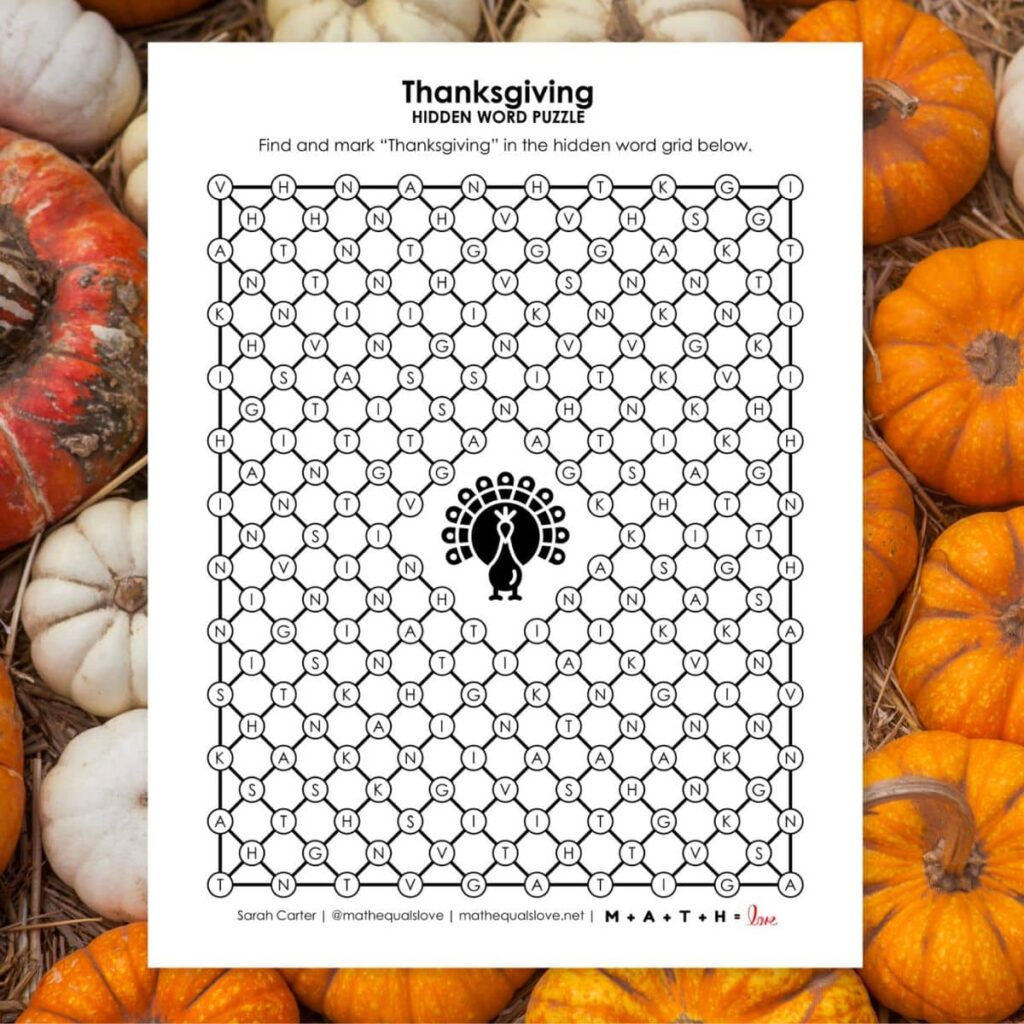 Printable Thanksgiving Puzzles And Games | Math = Love pertaining to Thanksgiving Hidden Picture Puzzle