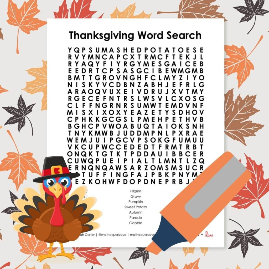 Printable Thanksgiving Puzzles And Games | Math = Love within Thanksgiving Games and Puzzles