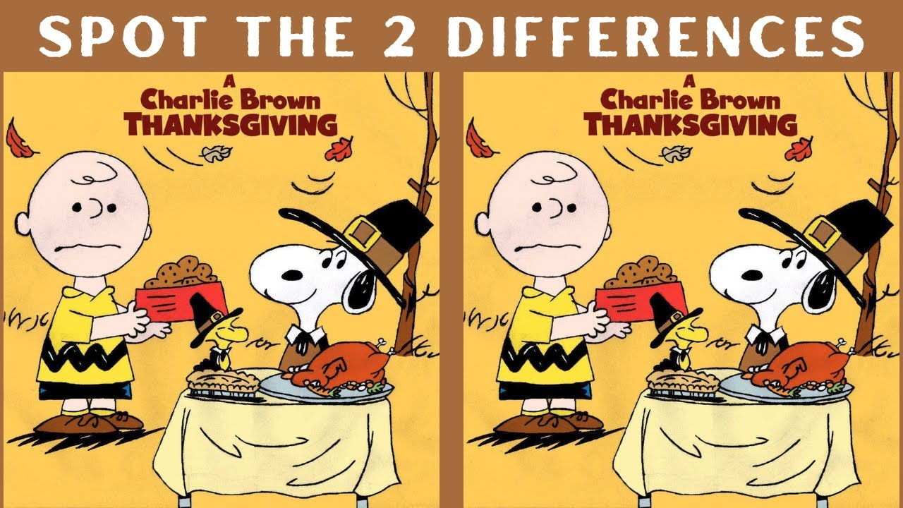 Spot The Difference: Charlie Brown Thanksgiving in Peanuts Thanksgiving Puzzle