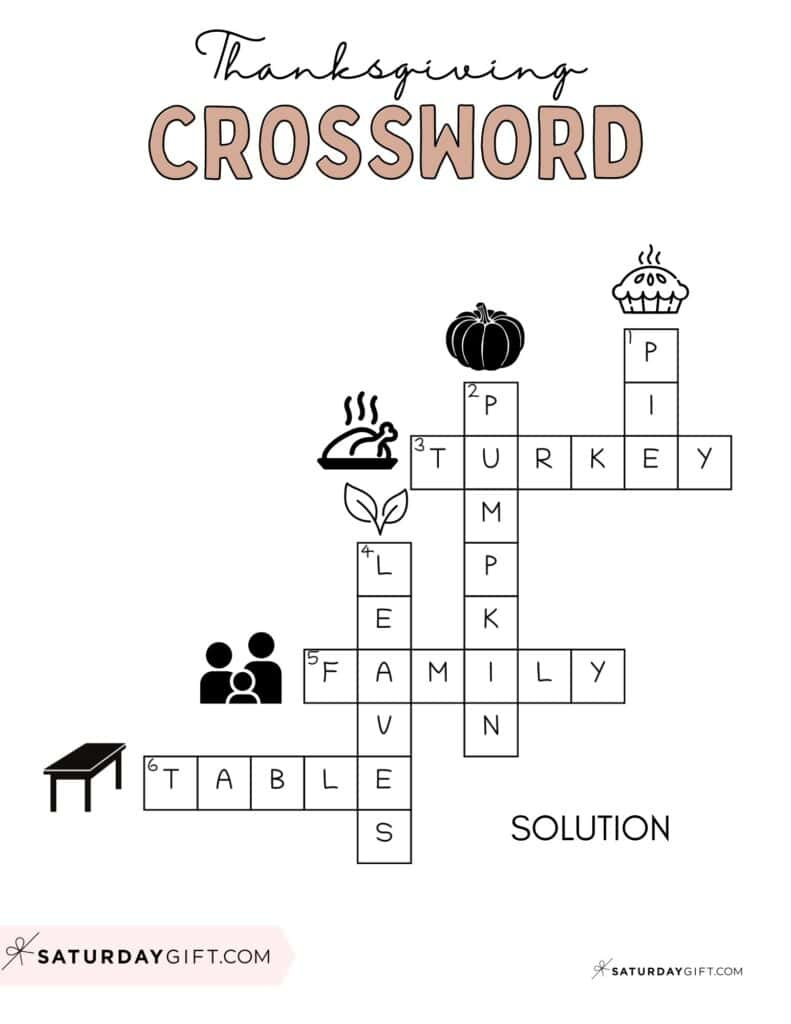 Thanksgiving Crossword Puzzle - Cute &amp;amp; Free Printable | Saturdaygift with Easy Thanksgiving Crossword Puzzle Printable