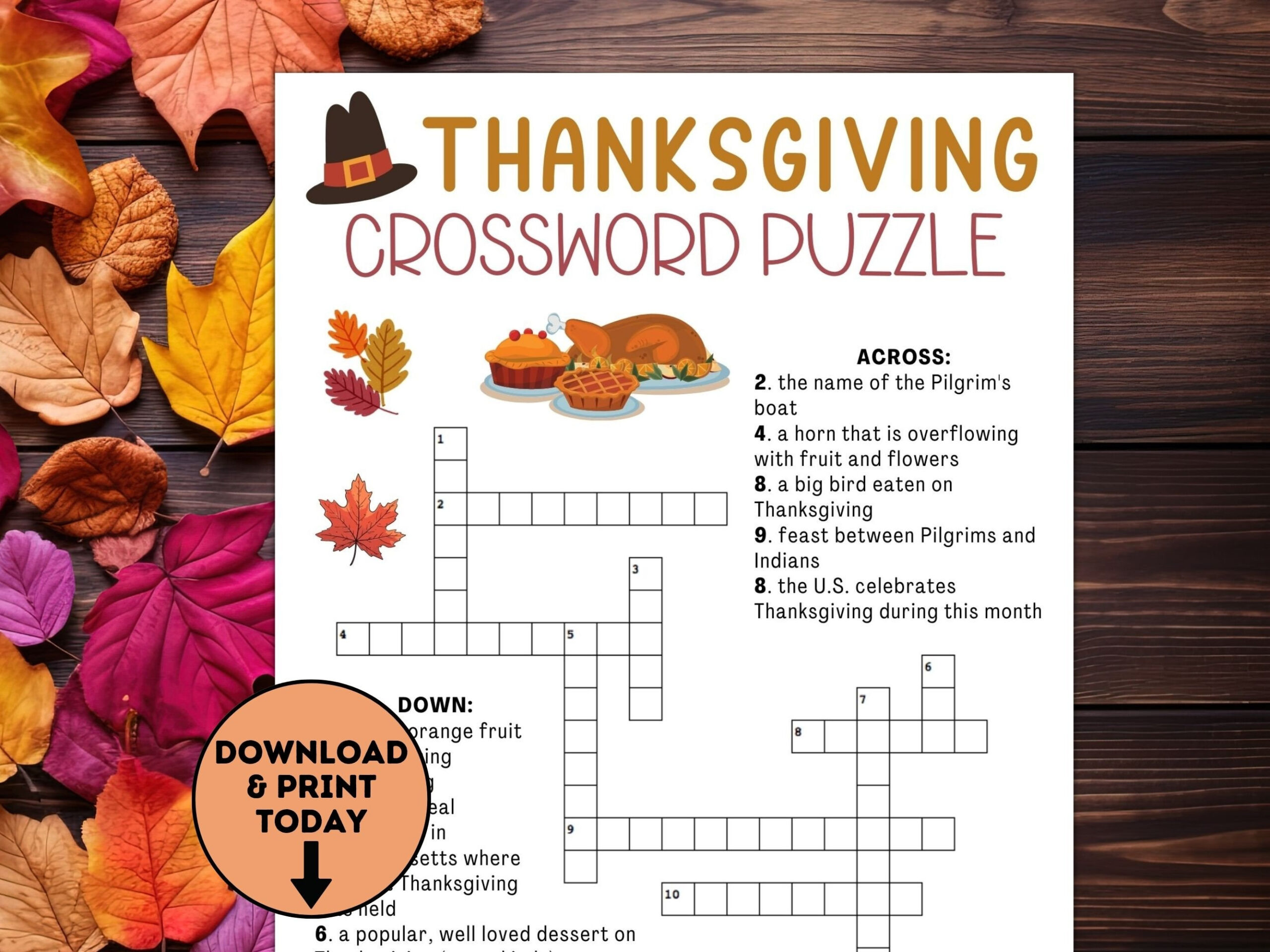 Thanksgiving Crossword Puzzle / Thanksgiving Kids Table Games inside Thanksgiving Cross Word Puzzle