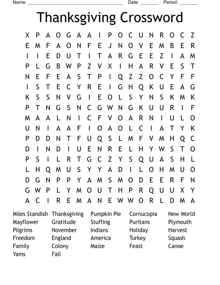 Free Thanksgiving Crossword Puzzles For Adults