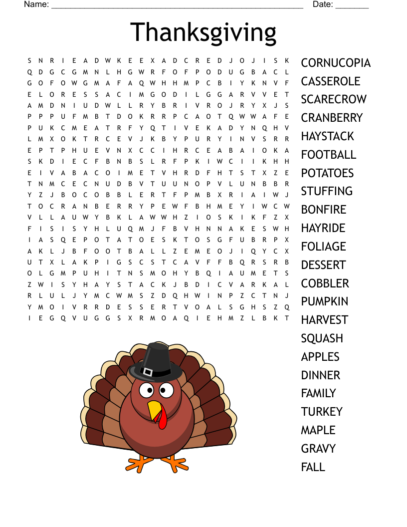 Thanksgiving Crossword - Wordmint regarding Clue Search Puzzles Thanksgiving