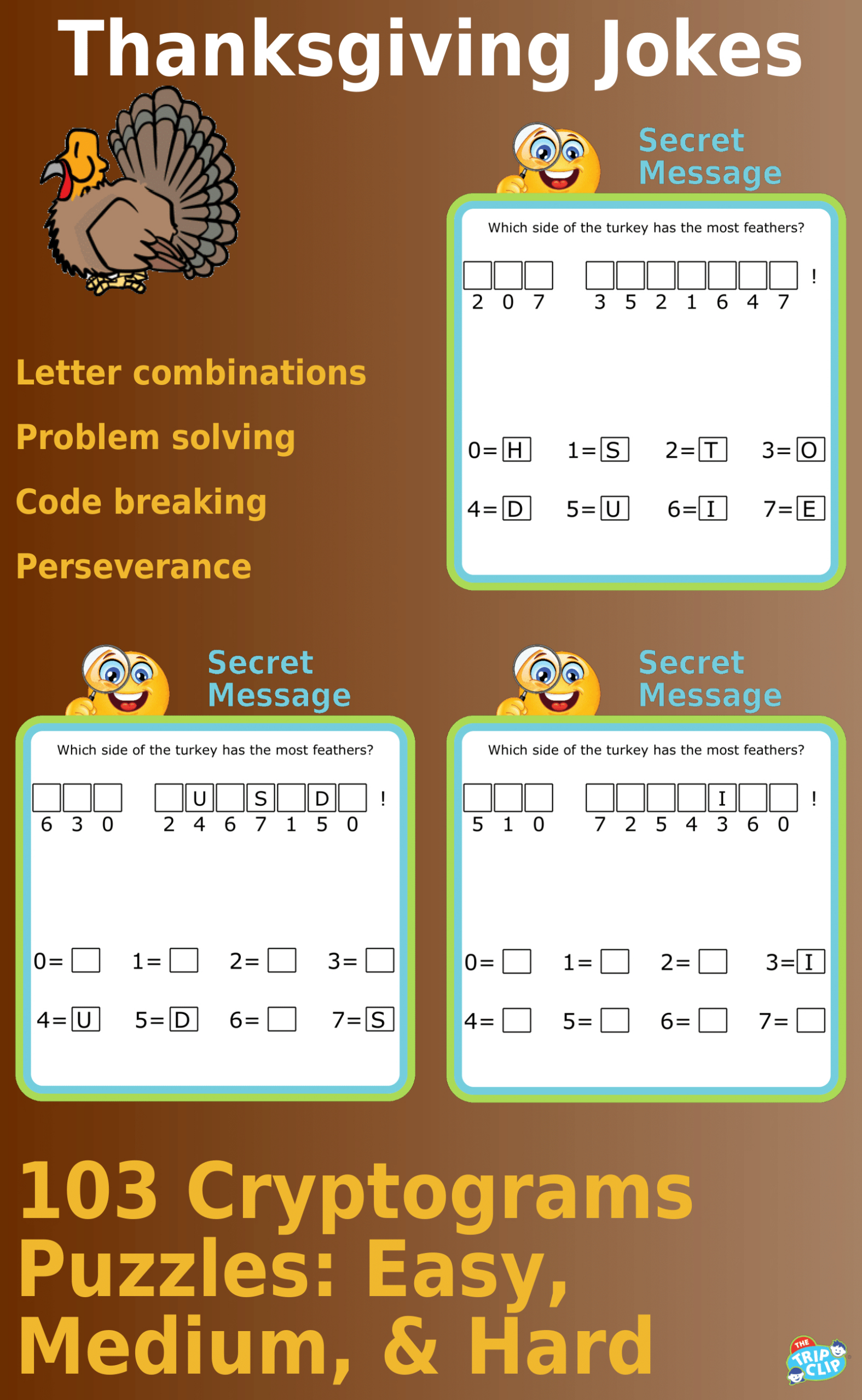 Thanksgiving Cryptograms (Pdf) inside Thanksgiving Secret Message Puzzle Answer Key