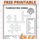 Thanksgiving Dinner Crossword Puzzle (Free Printable)   Smart For Happy Thanksgiving Crossword Puzzles