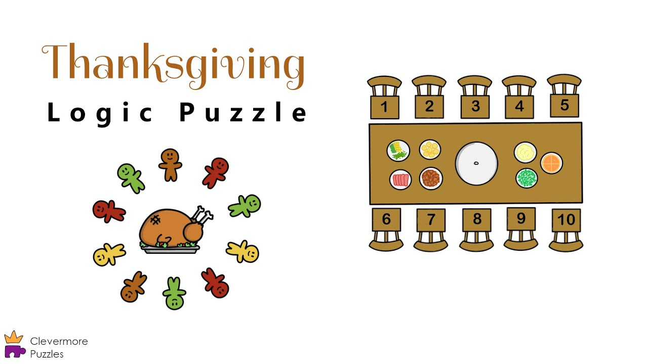 Thanksgiving Logic Puzzle for Thanksgiving Dinner Logic Grid Puzzle