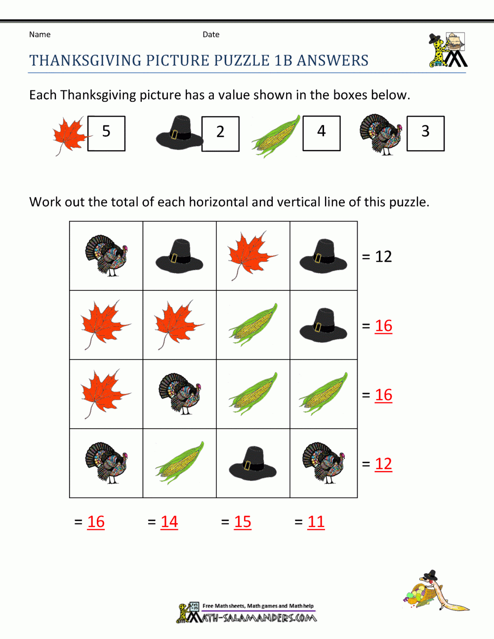 Thanksgiving Math Activities First Grade with regard to Thanksgiving Feast Time Logic Puzzle Answers