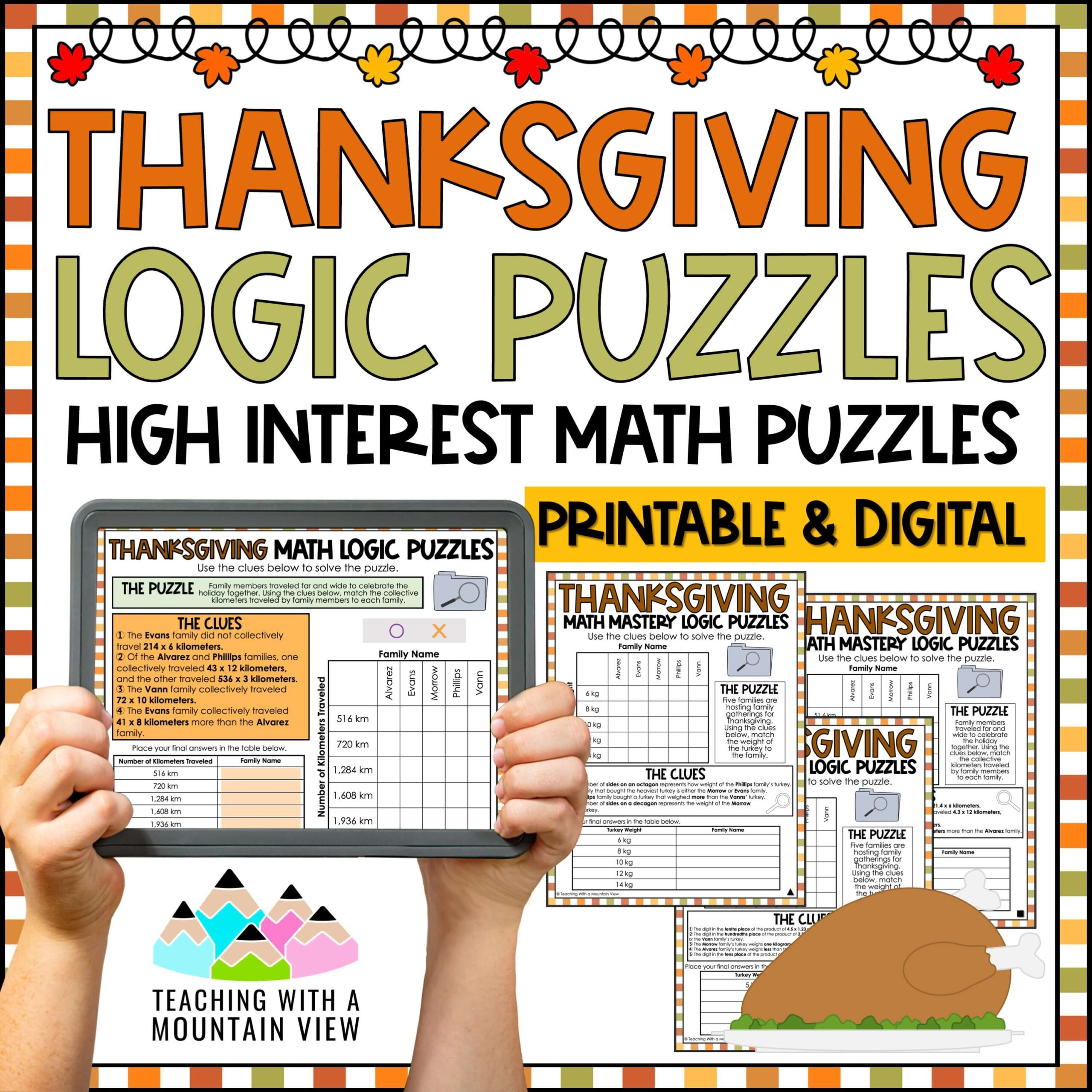 Thanksgiving Math Logic Puzzles Activities For Critical Thinking throughout Logic Puzzles Thanksgiving