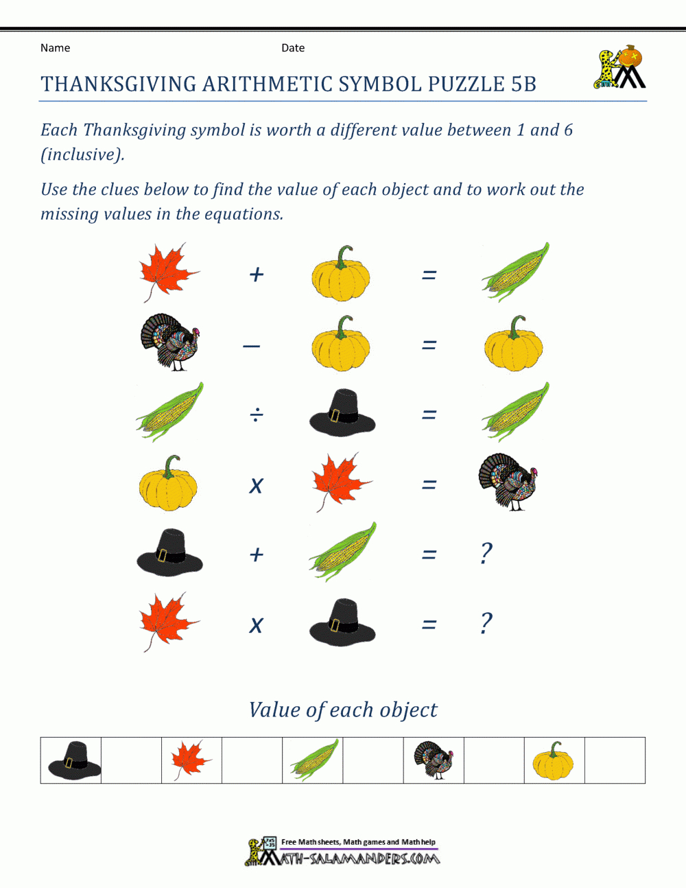 Thanksgiving Math Puzzles with regard to Free Thanksgiving Math Puzzles