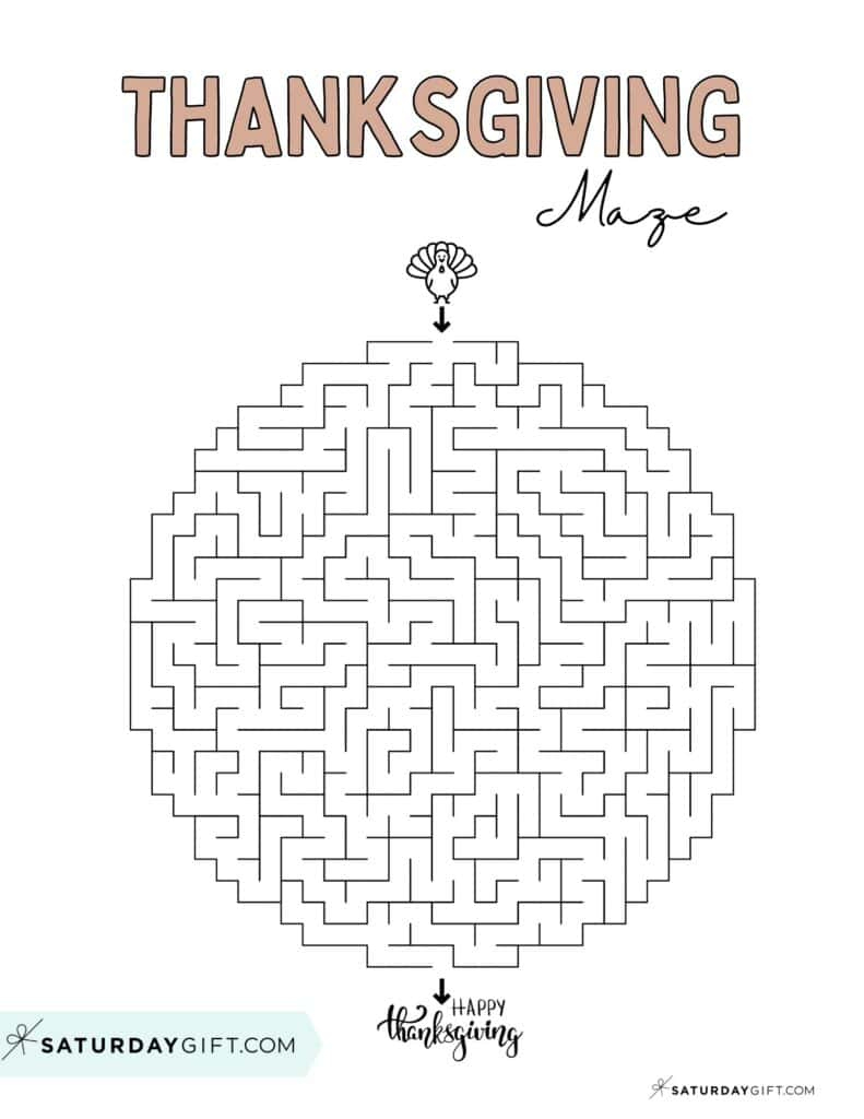Thanksgiving Maze Printable - Cute &amp;amp; Free Templates | Saturdaygift for Thanksgiving Maze Puzzles