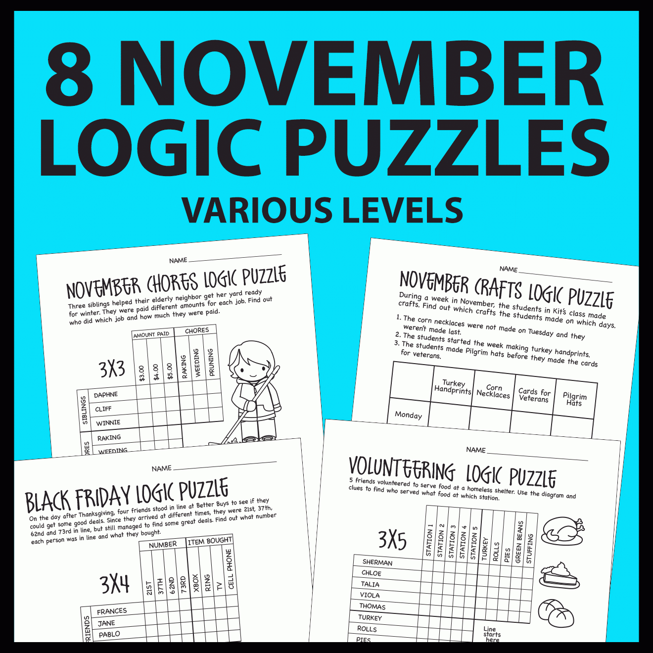 Thanksgiving / November Logic Puzzles – Primeandpi with Thanksgiving Dinner Logic Grid Puzzle Answers