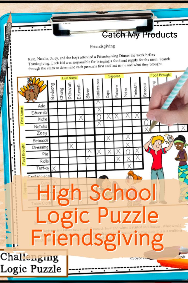 Thanksgiving Or Friendsgiving Logic Puzzle For High School for Thanksgiving Logic Puzzles For Middle School