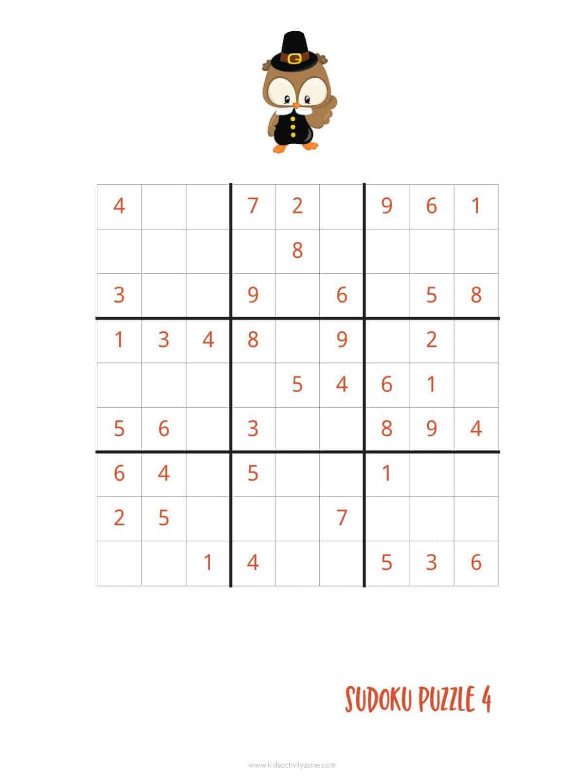 Thanksgiving Sudoku - {Free Printable} - Kids Activity Zone with Thanksgiving Sudoku Puzzle Answers