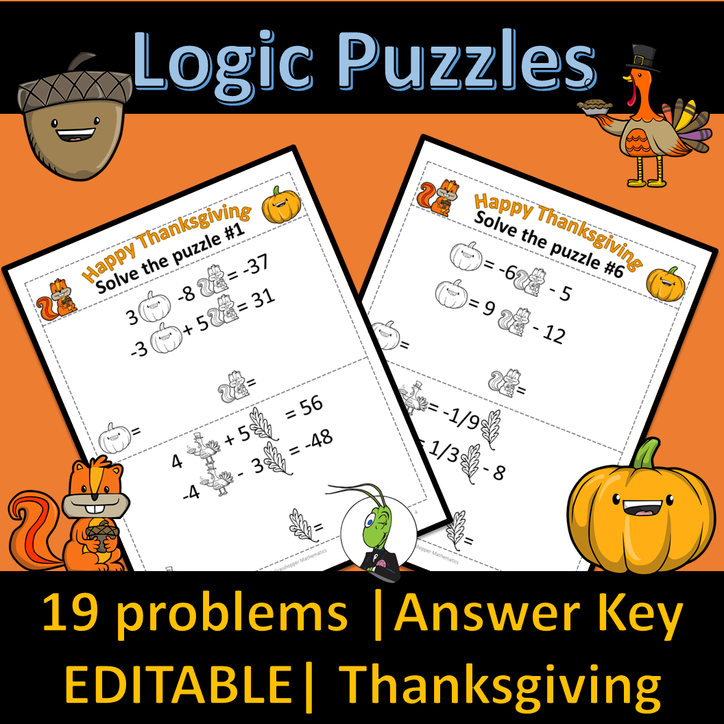 Thanksgiving Systems Of Equations | Number Sense Logic Puzzles regarding Logic Puzzles Thanksgiving