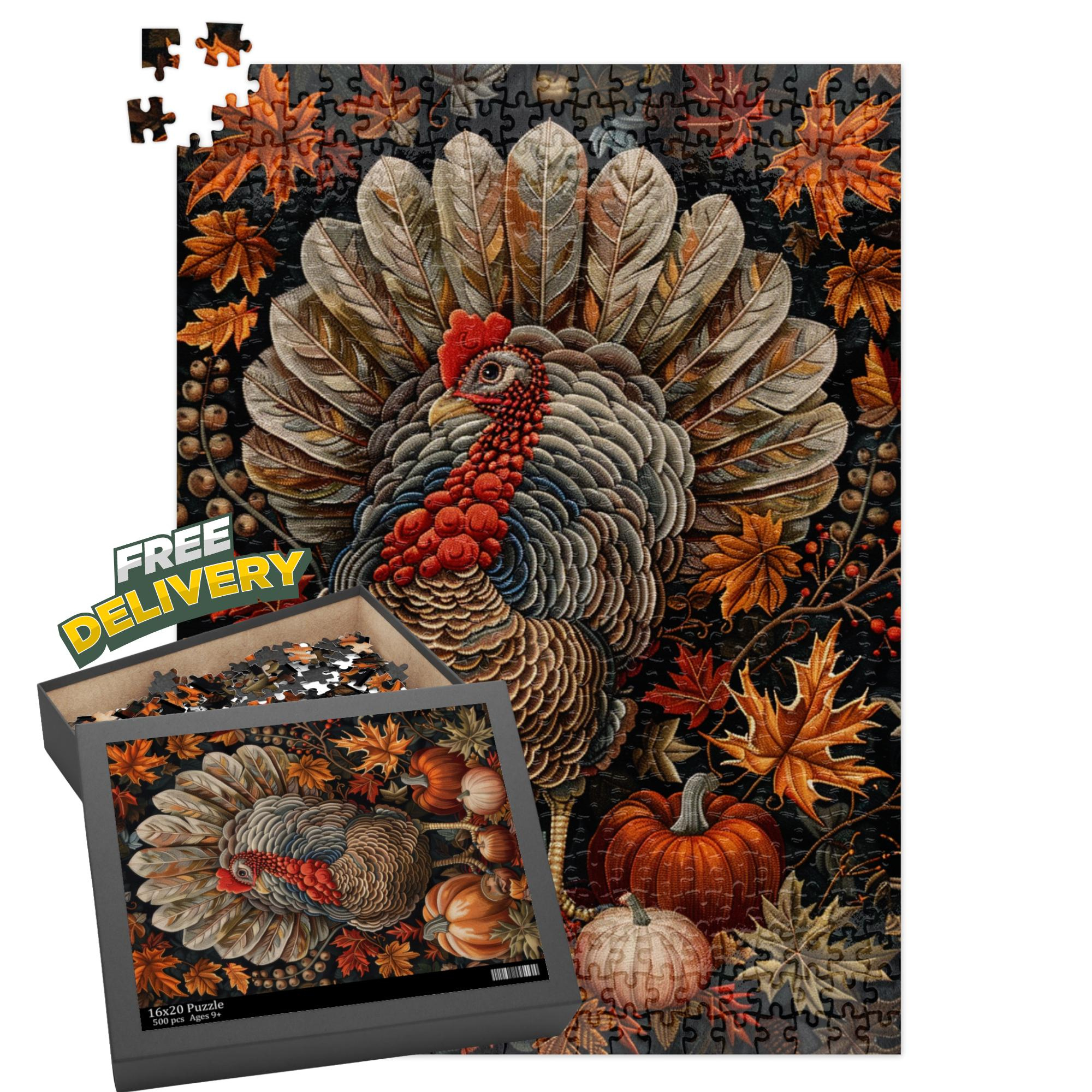 Thanksgiving Turkey Jigsaw Puzzle: William Morris Style Art - Etsy with regard to Thanksgiving Turkey Puzzle