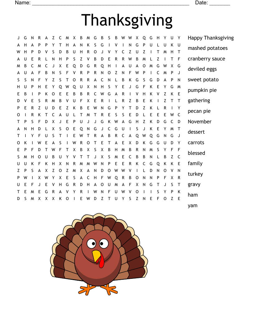 Thanksgiving Vocabulary Crossword - Wordmint for Thanksgiving Vocabulary Puzzle