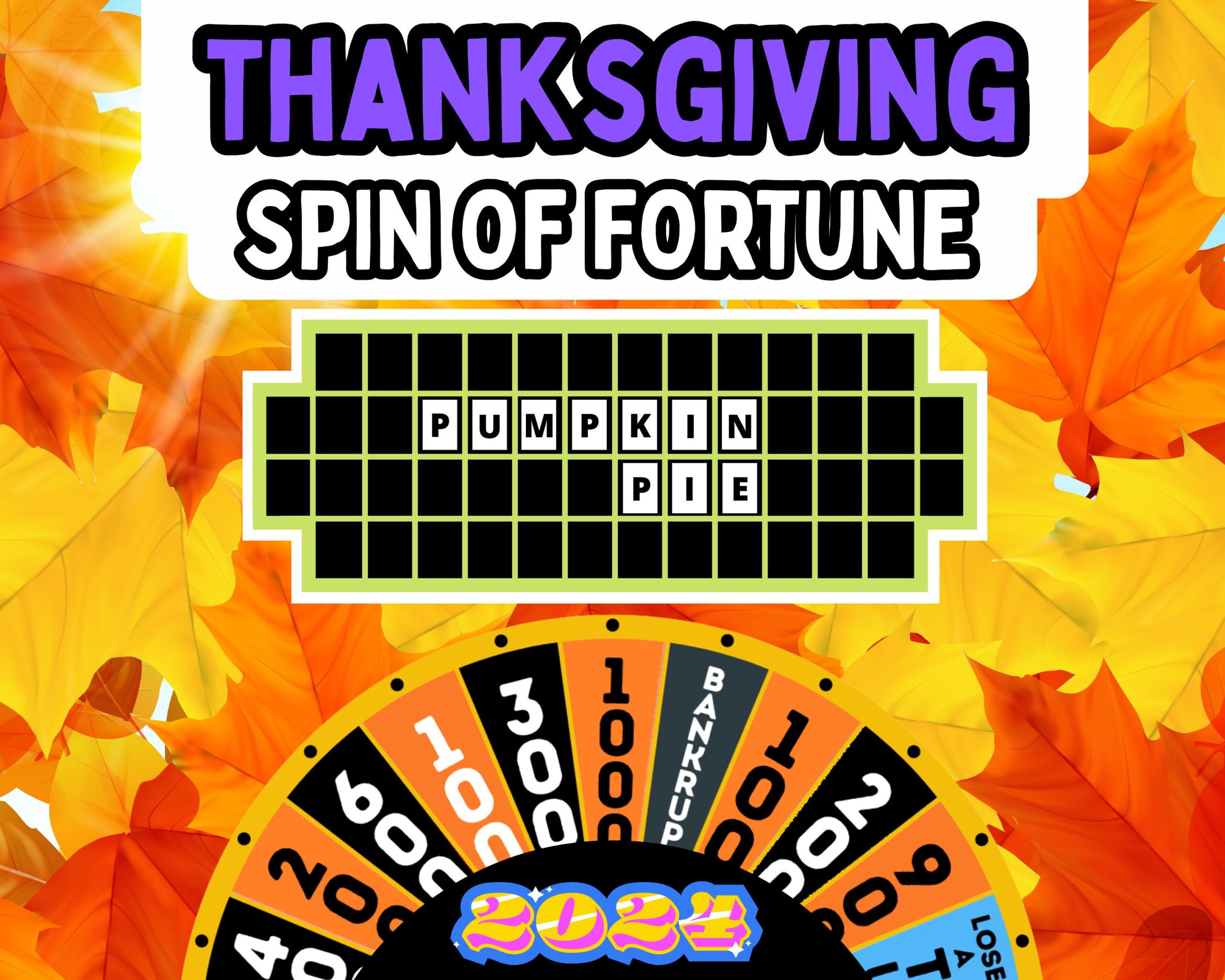 Thanksgiving Wheel Of Fortune Game: Virtual Party Fun (Digital regarding Wheel of Fortune Thanksgiving Puzzles
