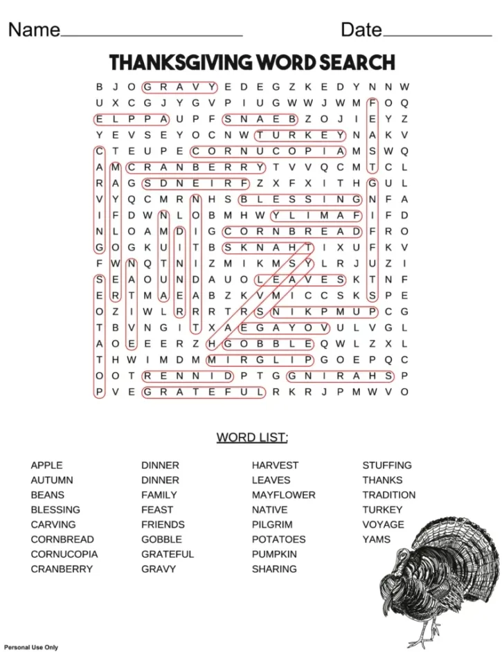 Thanksgiving Day Word Search 2022 Puzzles to Print Answer Key Thanksgiving Day Word Search 2022 Puzzles to Print Answer Key
