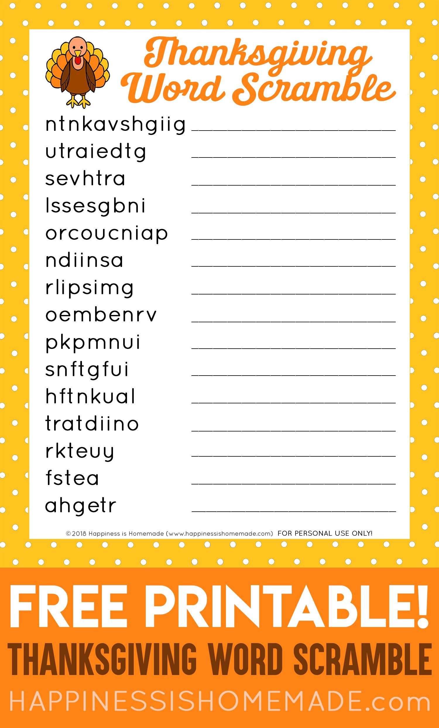 This Free Printable Thanksgiving Word Scramble Puzzle Is A Ton Of within Puzzles to Print Thanksgiving Word Scramble
