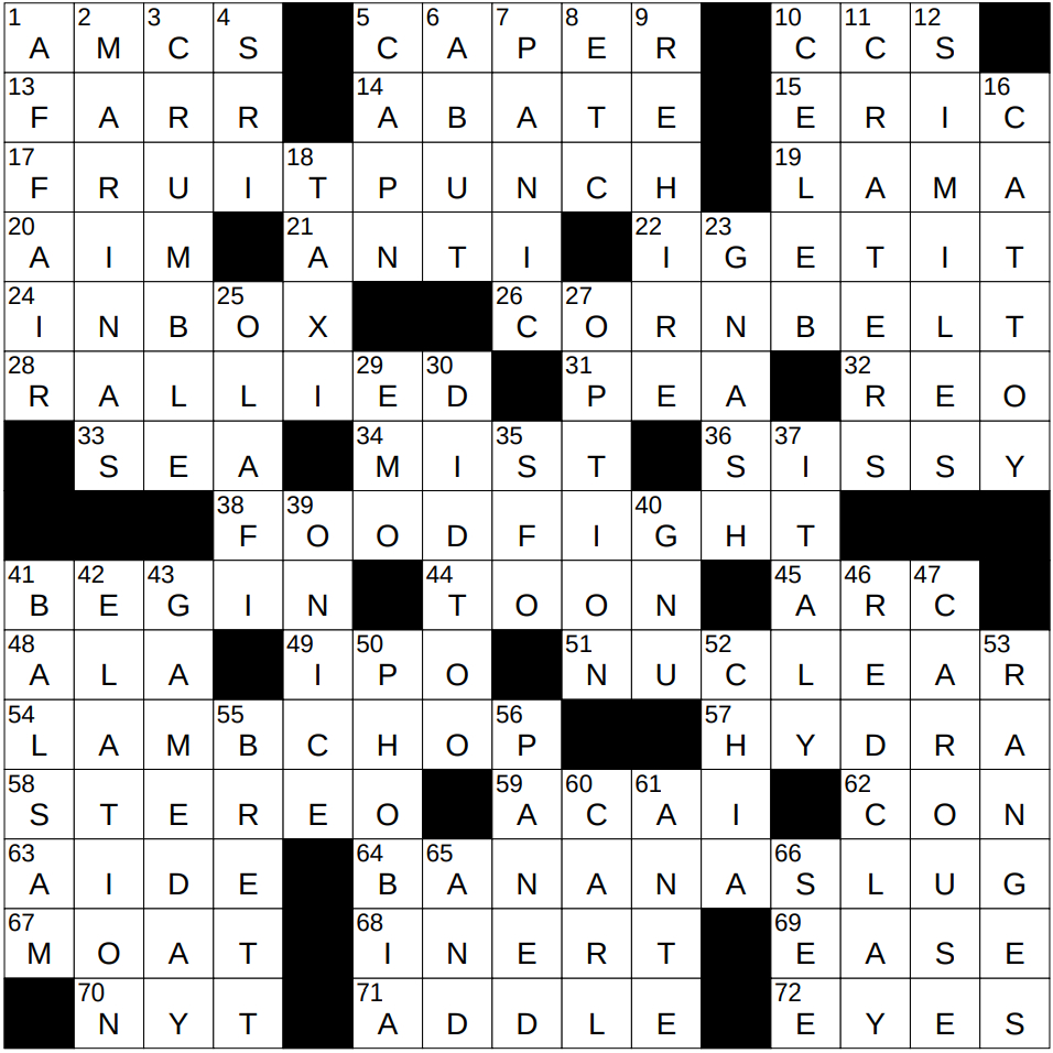 0513-25 Ny Times Crossword 13 May 25, Tuesday - Nyxcrossword regarding Christmas Themed Pub Crawl Crossword