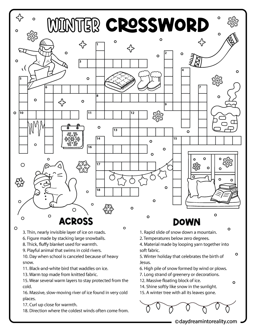 10 winter crossword puzzles free printable pdfs from easy to with material for christmas tree snow crossword clue 10+ Winter Crossword Puzzles – Free Printable Pdfs From Easy To with Material For Christmas Tree Snow Crossword Clue