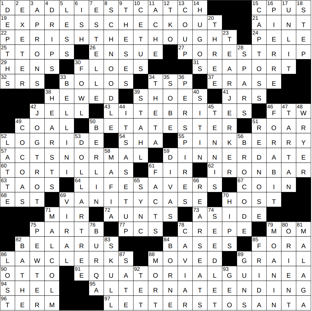 1222-24 Ny Times Crossword 22 Dec 24, Sunday - Nyxcrossword with regard to Christmas Tradition Nyt Crossword Clue