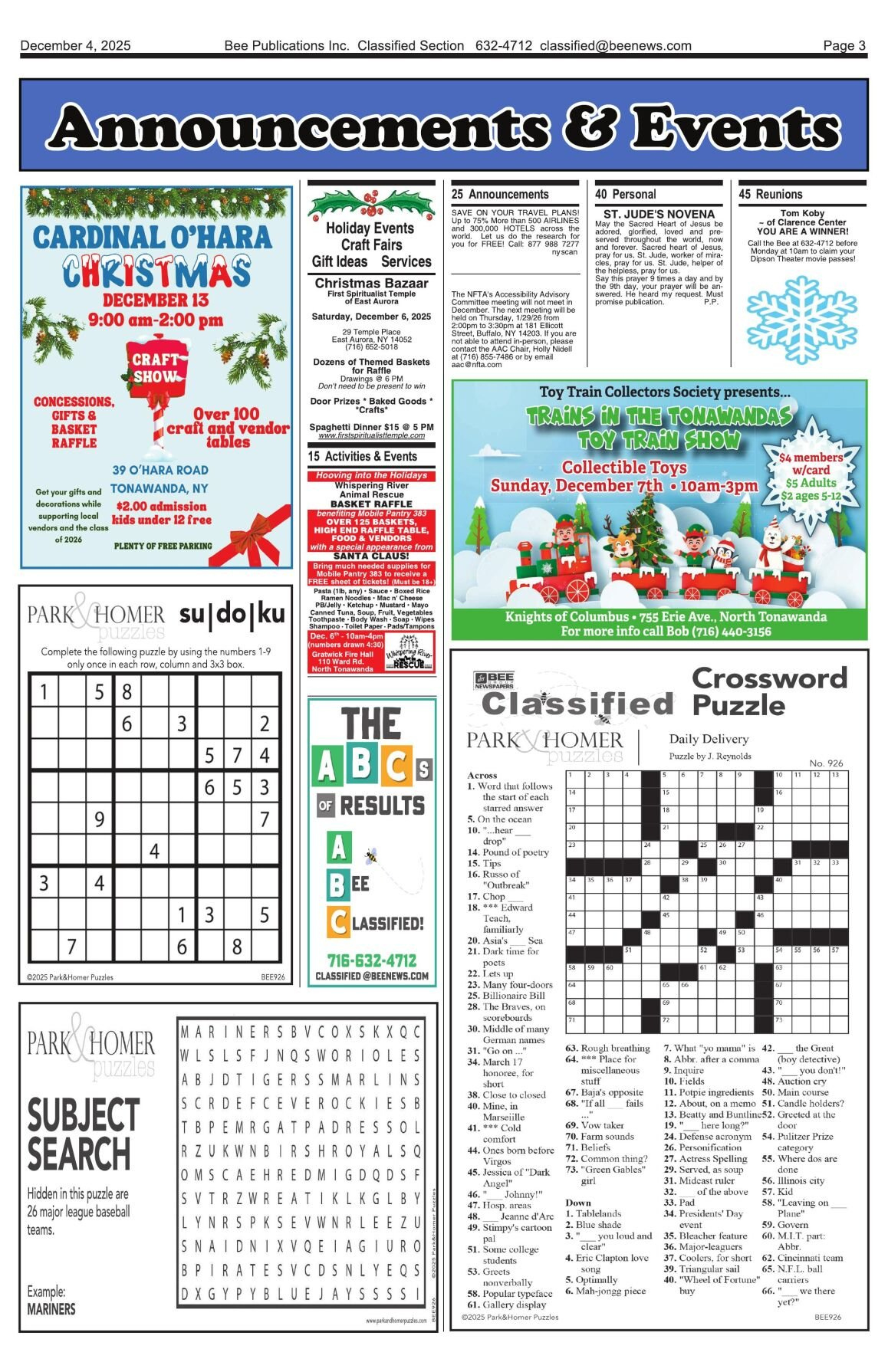 20251204 f 03 items for sale beenews inside christmas time sale crossword 20251204-F-03 | Items For Sale | Beenews inside Christmas Time Sale Crossword