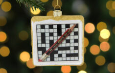 3.5" Crossword Puzzle With Pencil Glass Christmas Ornament - Bed for Christmas Ornament Crossword Clue