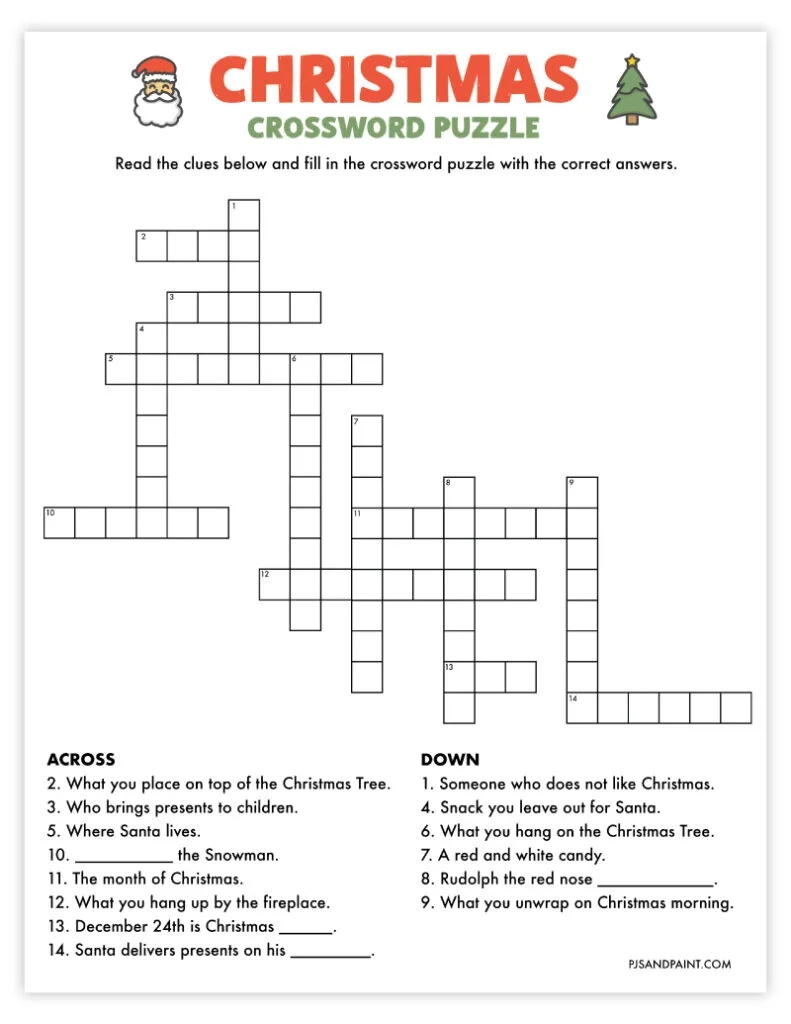 42 free printable christmas games and activities pjs and paint regarding christmas crossword puzzle games 42 Free Printable Christmas Games And Activities - Pjs And Paint regarding Christmas Crossword Puzzle Games