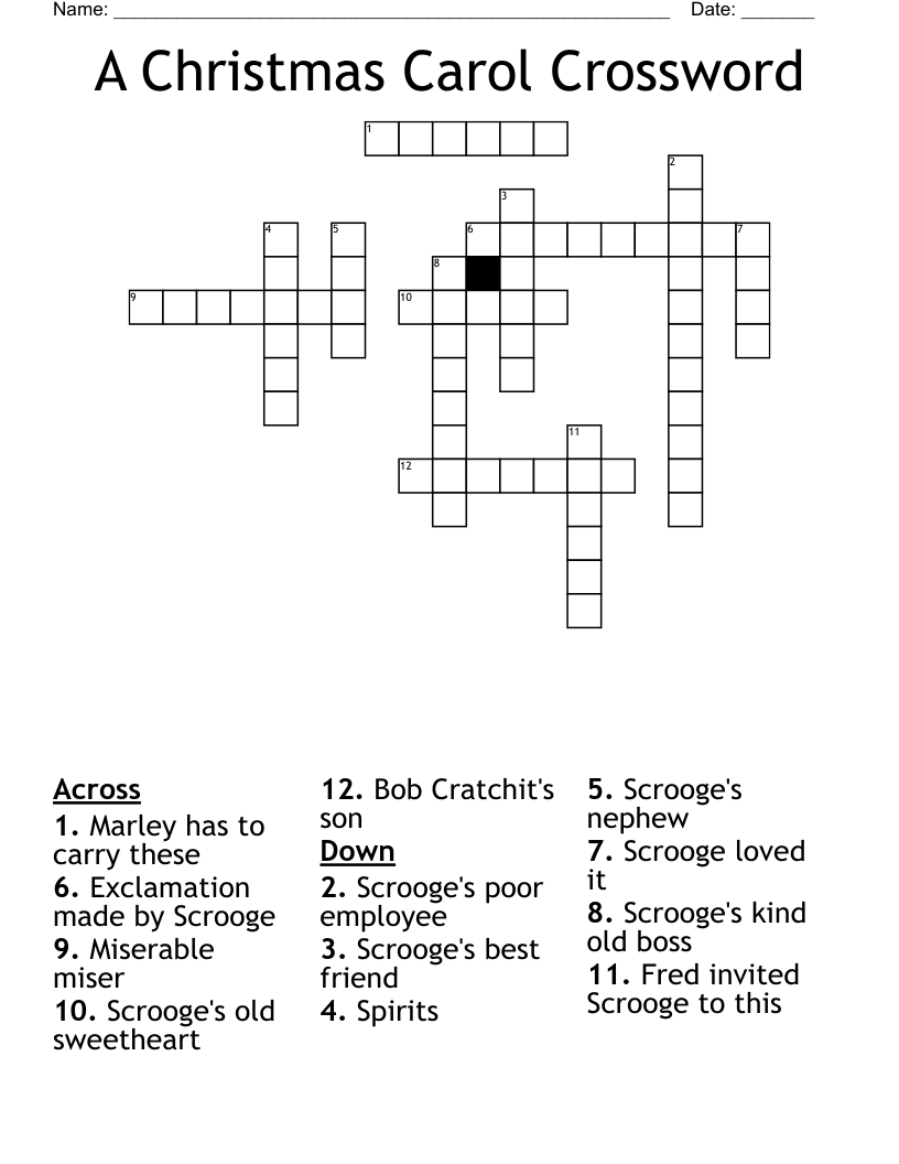 A Christmas Carol Crossword - Wordmint with regard to Popular Christmas Carol Crossword