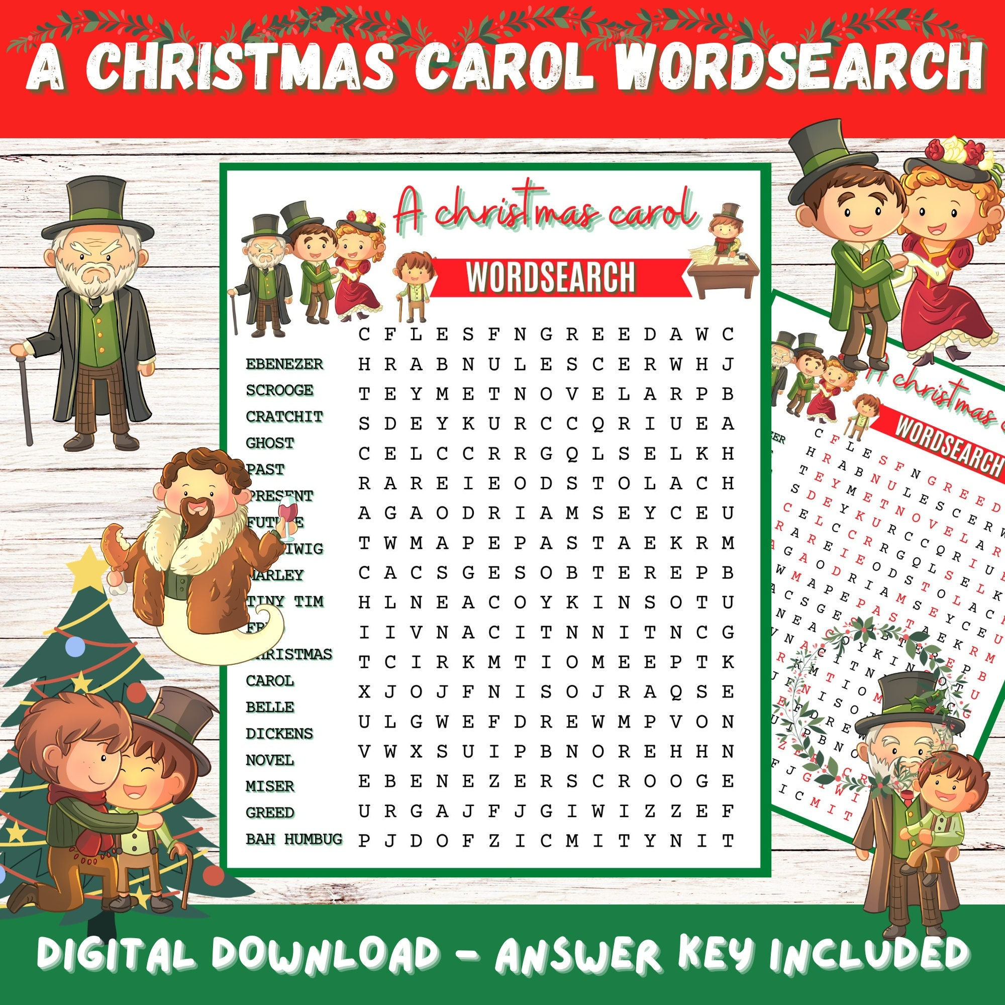 A Christmas Carol Wordsearch Printable With Answers, Fun Game regarding Marley of a Christmas Carol Crossword