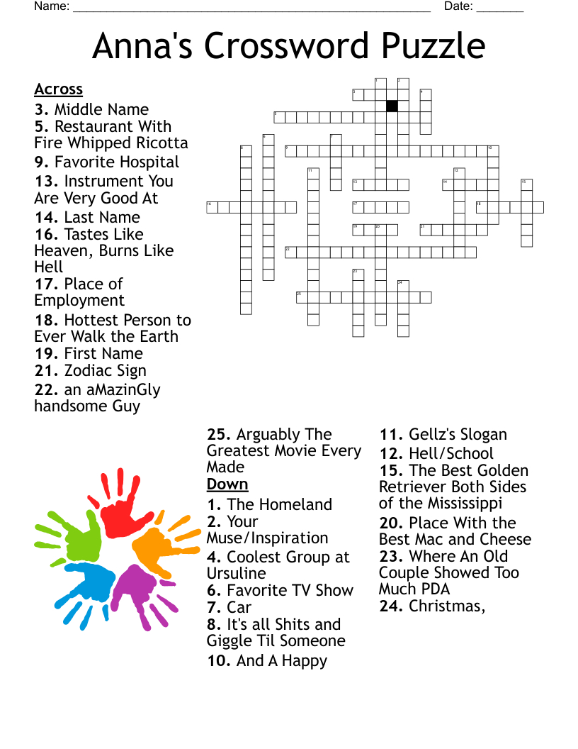 Anna&amp;#039;S Crossword Puzzle - Wordmint regarding Last Christmas Group Crossword