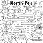 Black And White Crossword Puzzle Game For Kids About North Pole Inside Christmas At The North Pole Crossword