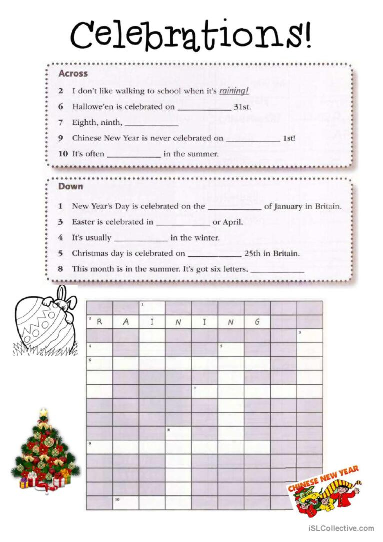 Celebrations Around The World …: English Esl Worksheets Pdf &amp;amp; Doc within Christmas Around The World Crossword
