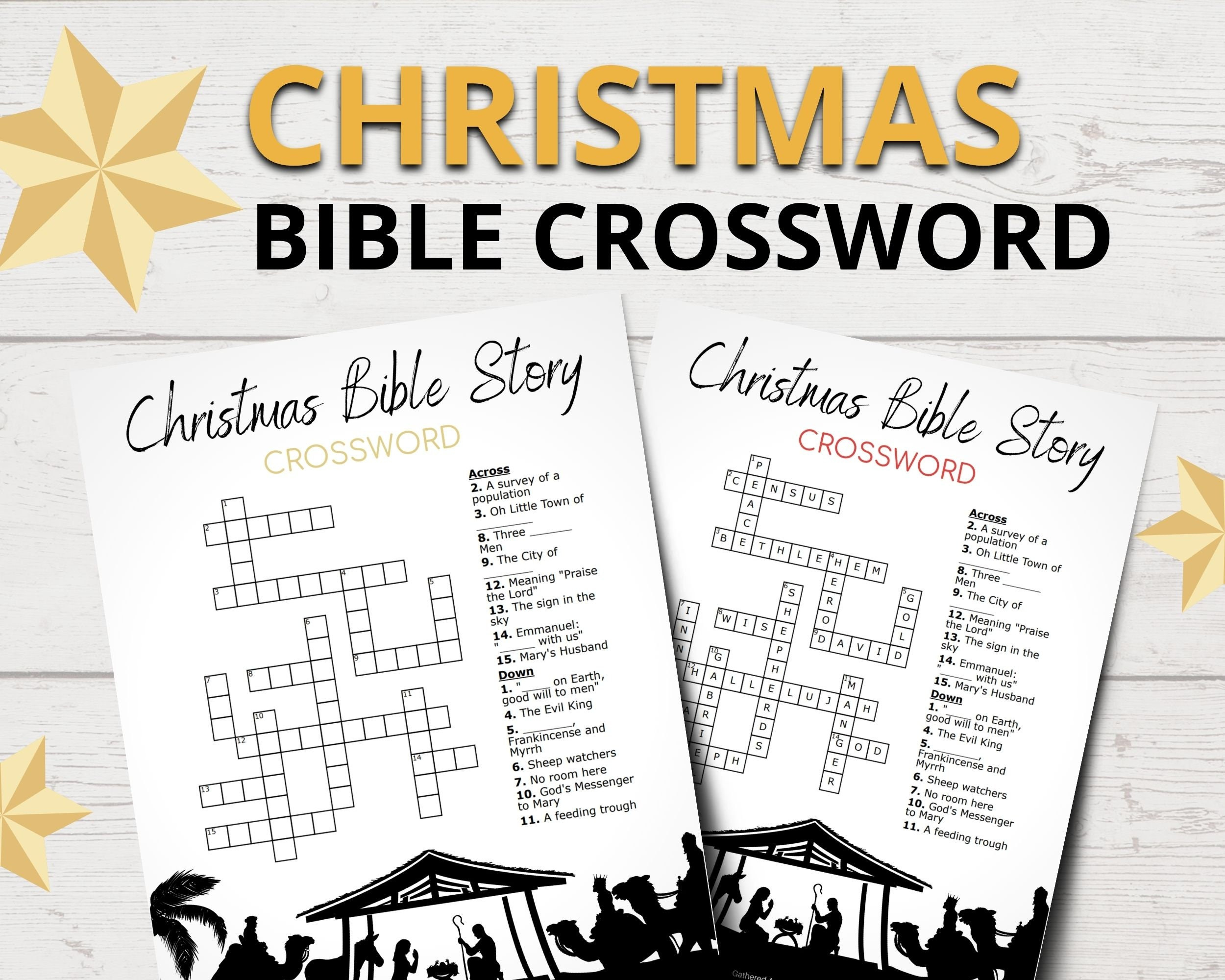 Christmas Bible Crossword For Kids | Christmas Story Lesson with Bible Christmas Crossword Puzzle