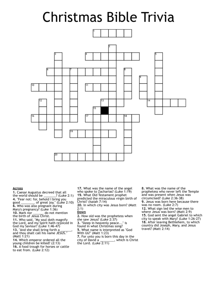 Religious Christmas Crossword Puzzle