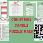Christmas Carol Puzzles Activity Pack   4   Etsy Pertaining To Christmas Song Trio Crossword