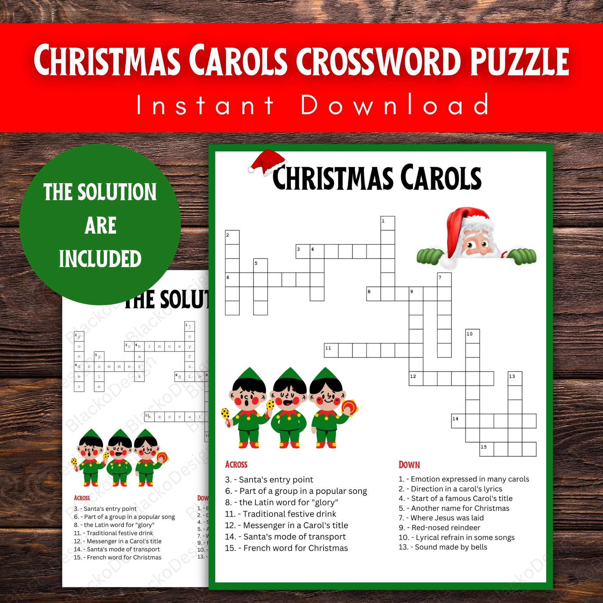 Christmas Carols Crossword Puzzle: Holiday Family Game (Digital intended for Christmas Carol Opening Crossword
