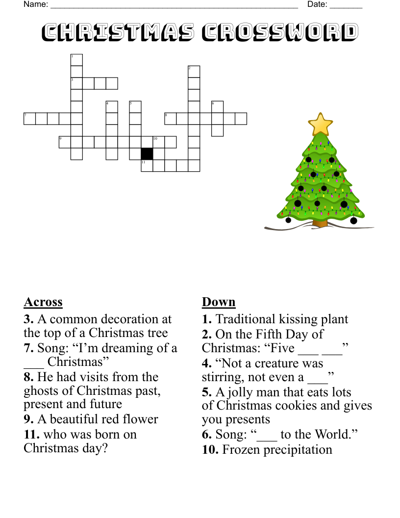 Christmas Characters Crossword - Wordmint with Common Christmas Tree Decoration Crossword