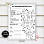 Christmas Crossword Activity Puzzle  "Christmas Worksheets" Winter Intended For Storage Area For Christmas Toys Crossword