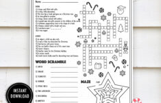 Christmas Crossword Activity Puzzle- "Christmas Worksheets" Winter throughout Christmas Holiday Crossword Puzzle